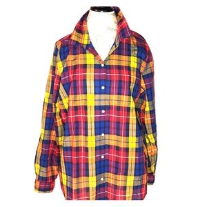 Ladies plaid button down shirt